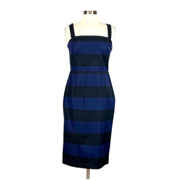 Banana Republic Womens Stripe Square Neck Bi Stretch Dress Blue Black size 8 - Picture 3 of 14